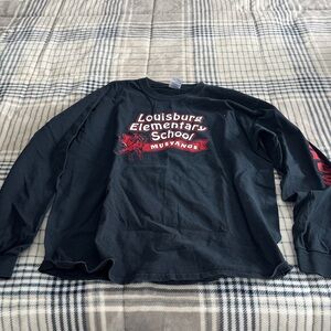 Gildan Black Long Sleeve Tee with Red Print